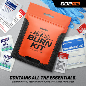 Go2 Kits Emergency Burn Kit in Compact First Aid All-Purpose Resealable Pack for Home, Office, Car & Travel (BK33-1)