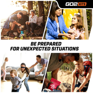 Go2 Kits 34 Piece First Aid Kit Featuring Assorted Bandages, Wipes and First Aid Basics in Compact Reusable Kits for Home, Office & Travel (RX300-1)