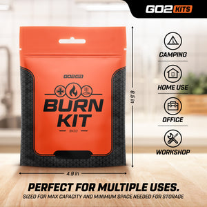 Go2 Kits Emergency Burn Kit in Compact First Aid All-Purpose Resealable Pack for Home, Office, Car & Travel (BK33)