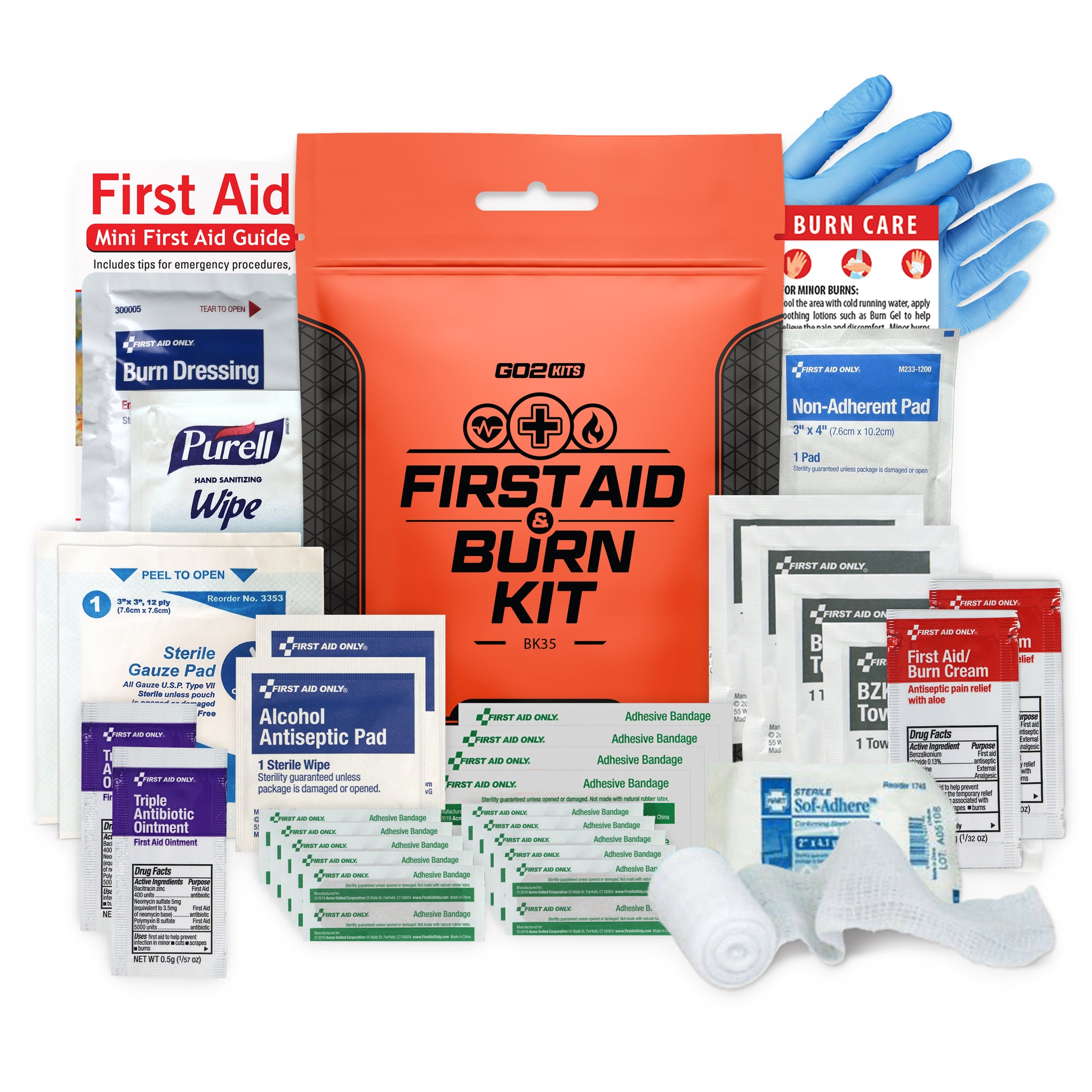 Go2Kits Advanced First Aid & Burn Kit, Portable First Aid Kit (BK35-1 ...