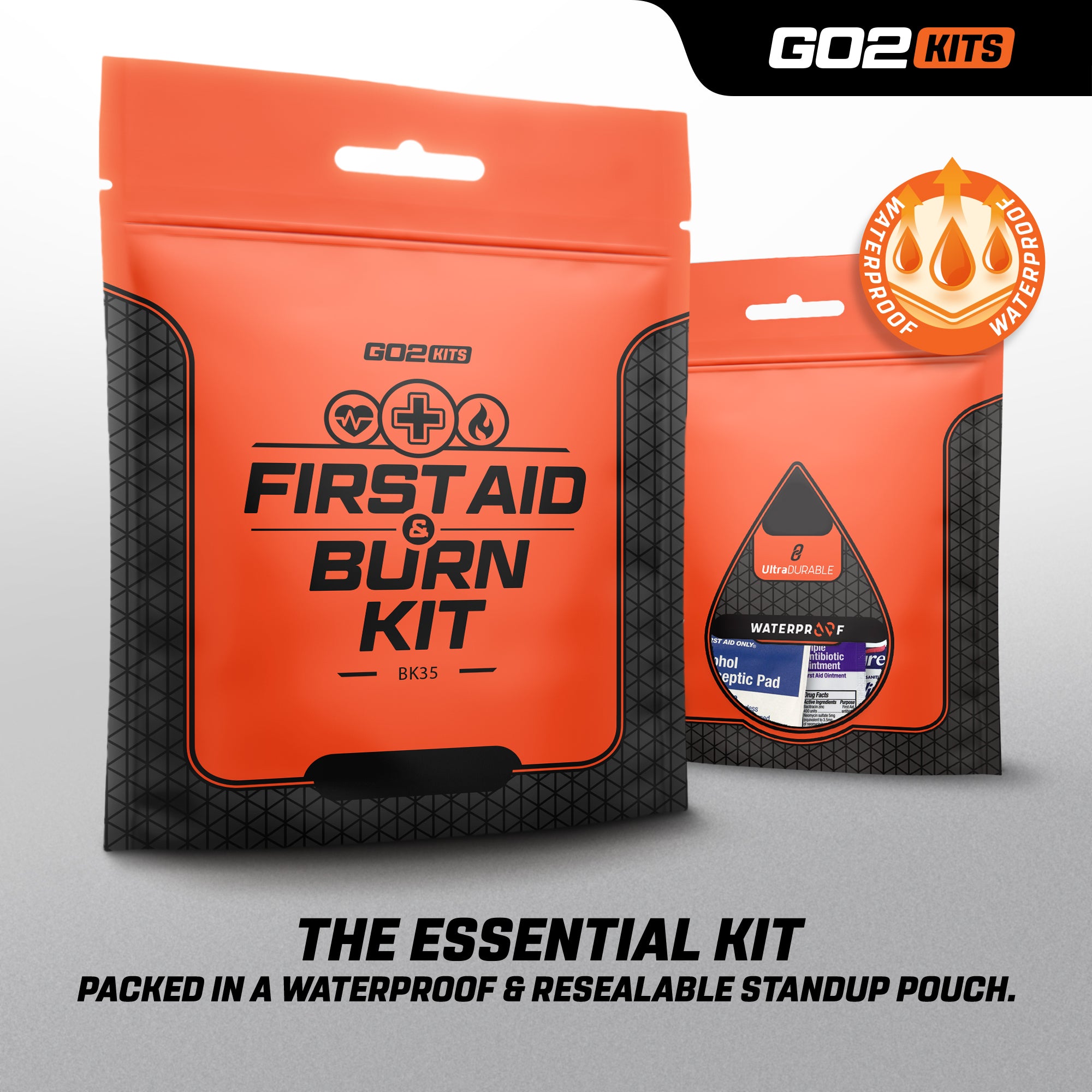 Go2Kits Advanced First Aid & Burn Kit, Portable First Aid Kit