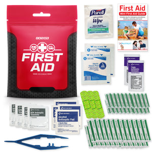 Go2 Kits 54 Piece First Aid Kit Featuring Assorted Bandages, Wipes and First Aid Basics in Compact Reusable Kits for Home, Office & Travel (RX350MAX-1)