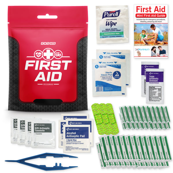 Go2 Kits 54 Piece First Aid Kit Featuring Assorted Bandages, Wipes and ...