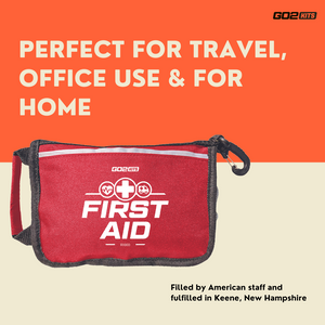 Go2 Kits 60pc First Aid Kit Featuring Assorted Bandages, Wipes and First Aid Basics in Compact Fabric Kit for Home, Office & Travel (RX800)